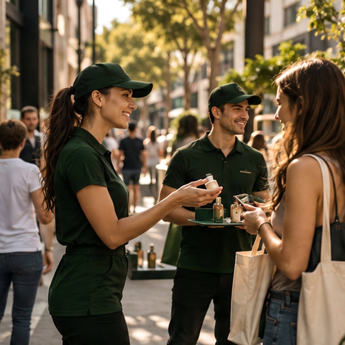 People connecting during an in-person brand experience